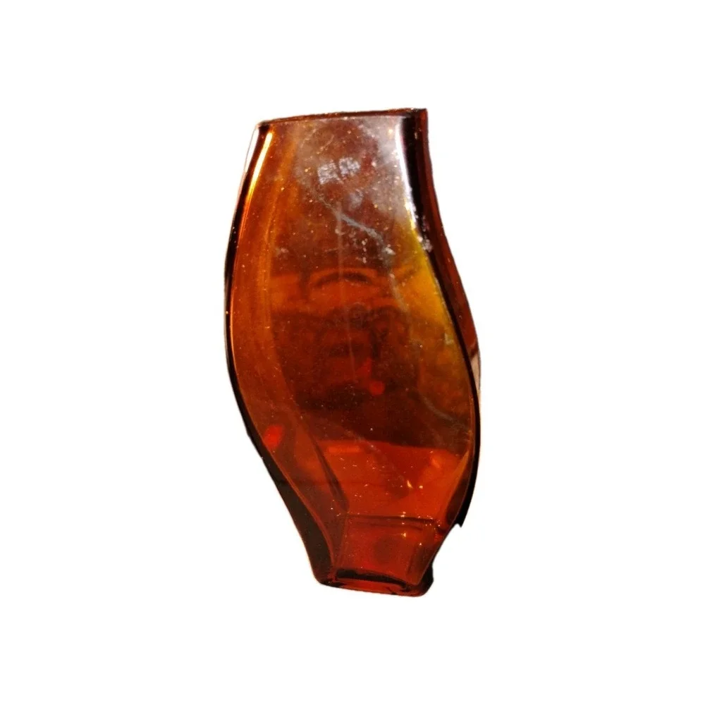 Hometrends Amber Clear Glass Vase Wave Petal Shaped MCM Discontinued Unique Rare